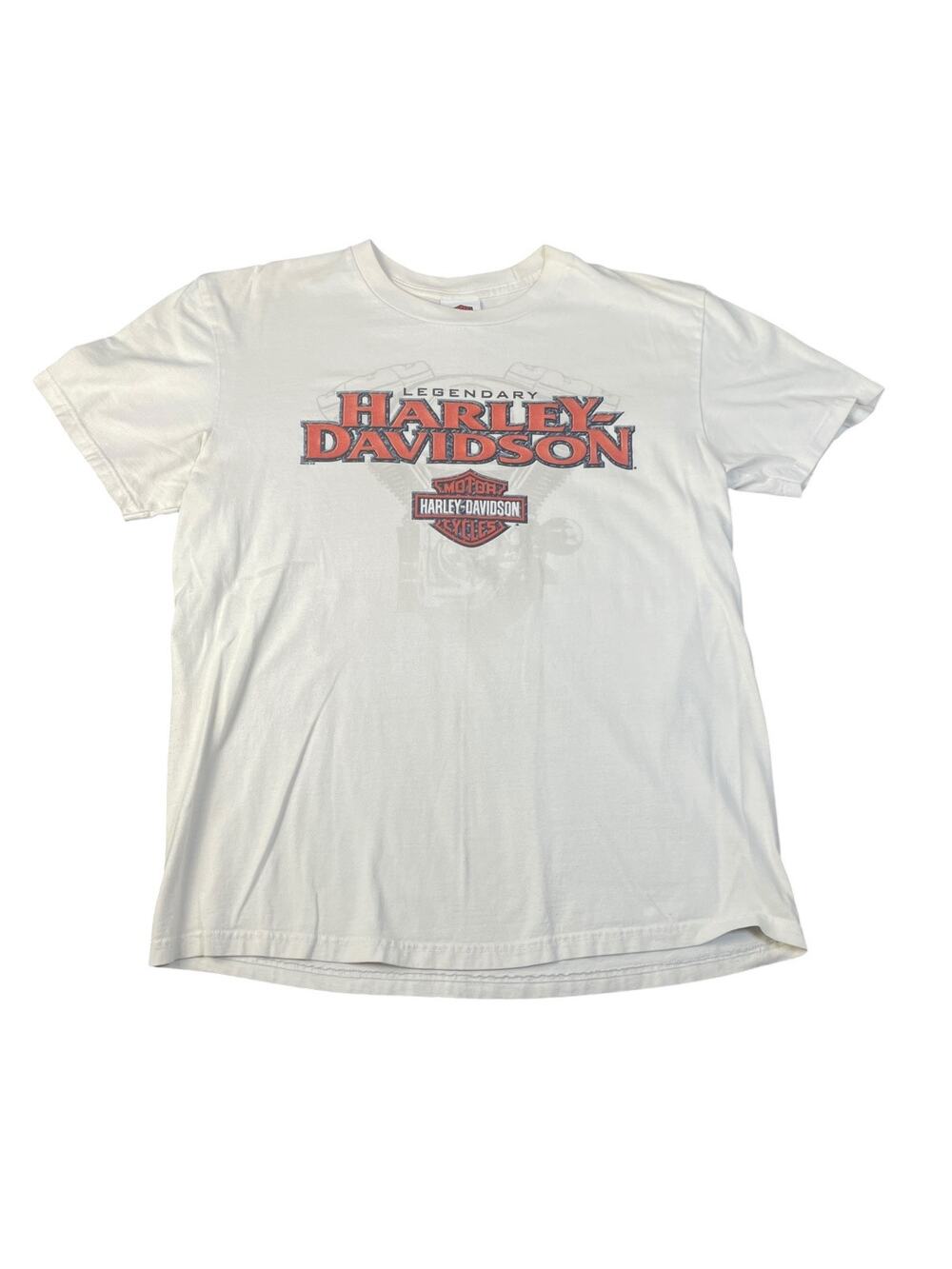 Harley-Davidson Men’s Large Reiman’s Kewanee, IL White Graphic T-shirt